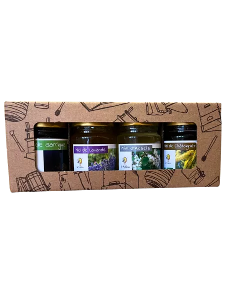 Coffret cadeau 4 miels bio